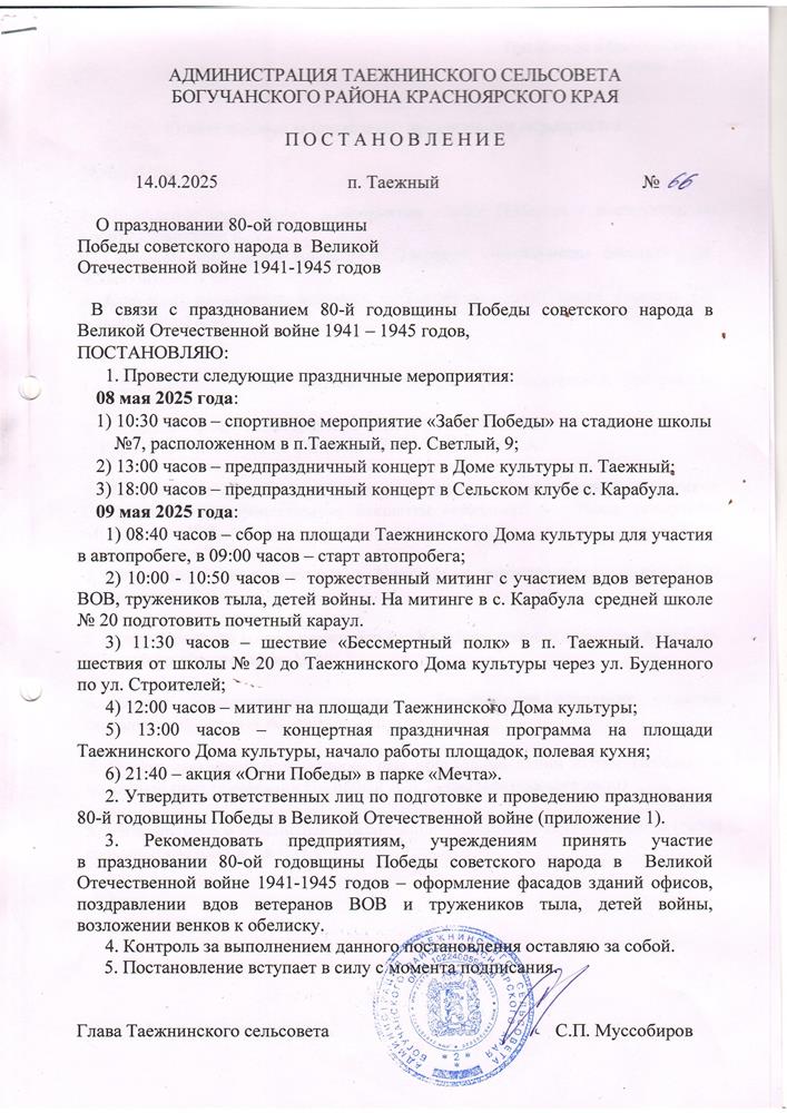 Постановление от 14.04.2025 № 66
